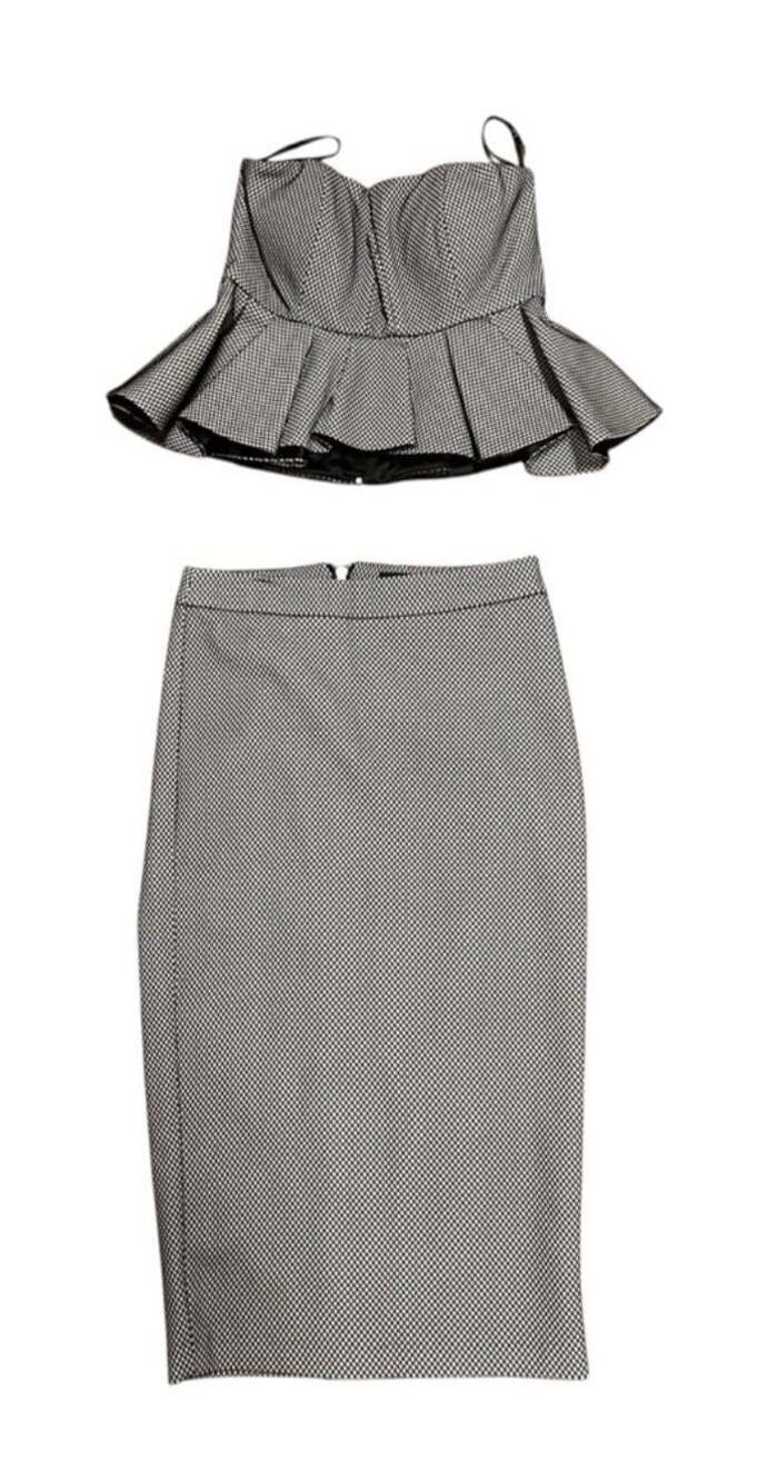 Bardot Women's Strapless Peplum Houndstooth Print Dress